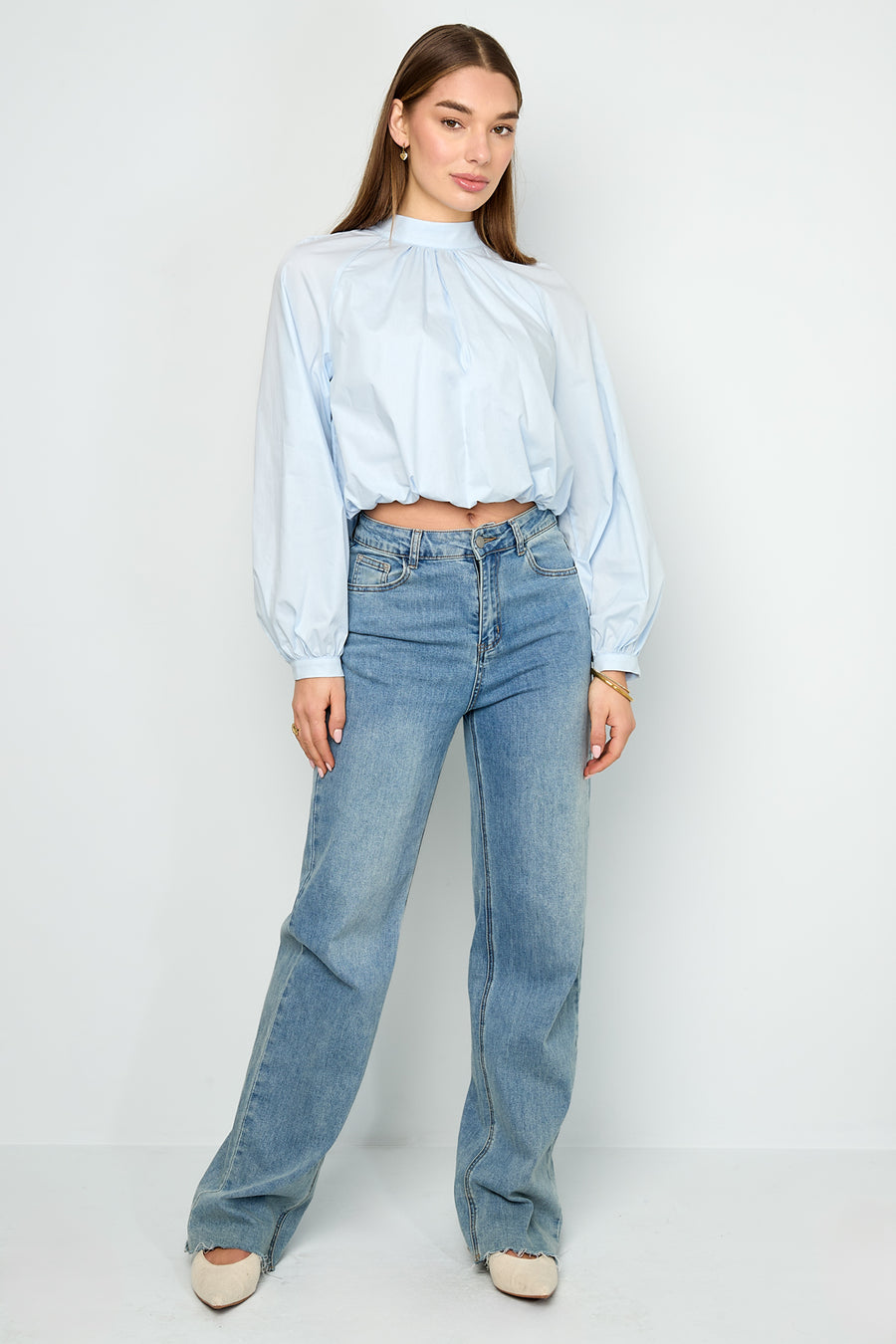 Gimme Cotton Woven Casual Long Sleeve Tops