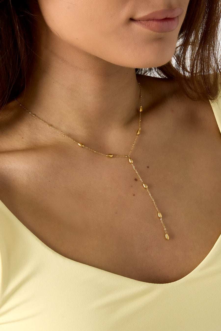Y-lijn ketting met steentjes