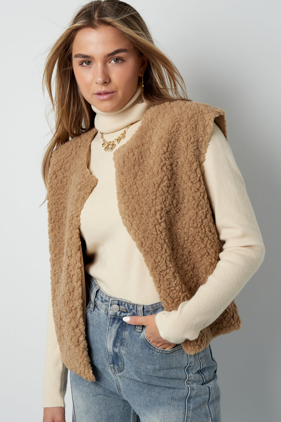 Woven Polyester Fiber Vrouwen Vest Casual Solid Color Fall/Winter