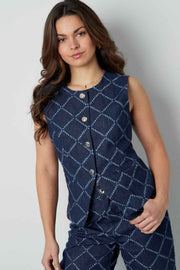 Plaid Top – Indigo