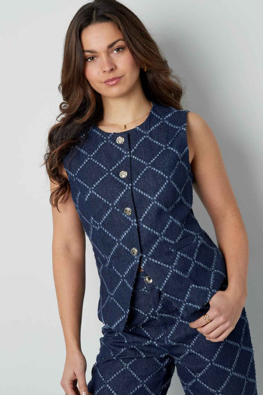 Plaid Top – Indigo