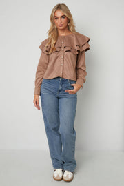 Elegant Ruffle Trim Blouse for Fall/Winter