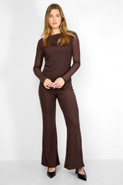 Elegant Flared Pants for Fall Winter - Polka Dots 2-Piece Set