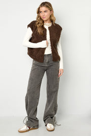 Woven Polyester Fiber Vrouwen Vest Casual Solid Color Fall/Winter
