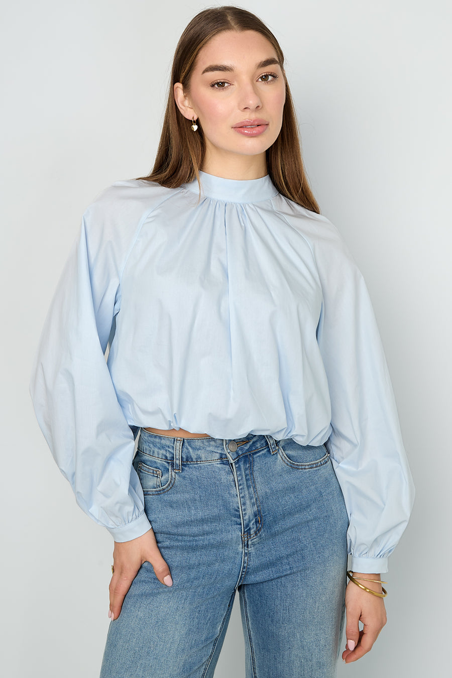 Gimme Cotton Woven Casual Long Sleeve Tops