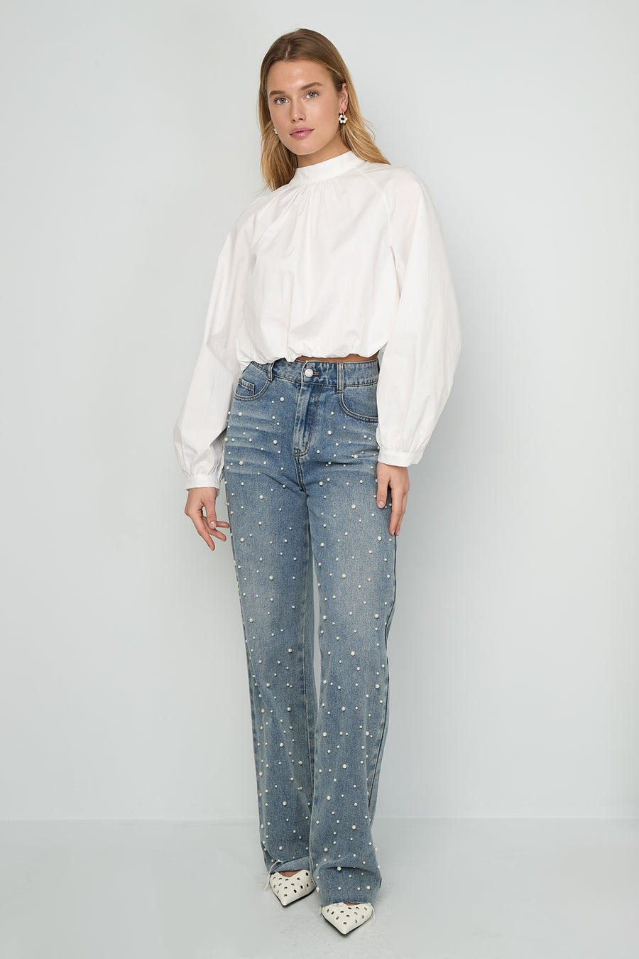Gimme Cotton Woven Casual Long Sleeve Tops