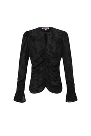 Polyester Vrouwen Lange Mouw Top Gerimpeld Ontwerp