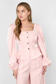 Elegant Pink & Off-White 2-Piece Woven Set for Spring/Summer
