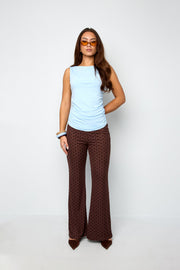 Elegant Flared Pants for Fall Winter - Polka Dots 2-Piece Set