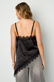 Sexy Lace Panel Camisole in Brown & Black