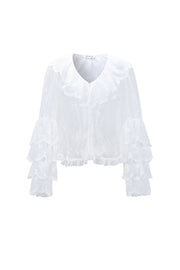 Elegant Off-White Floral Lace Blouse for Spring/Summer