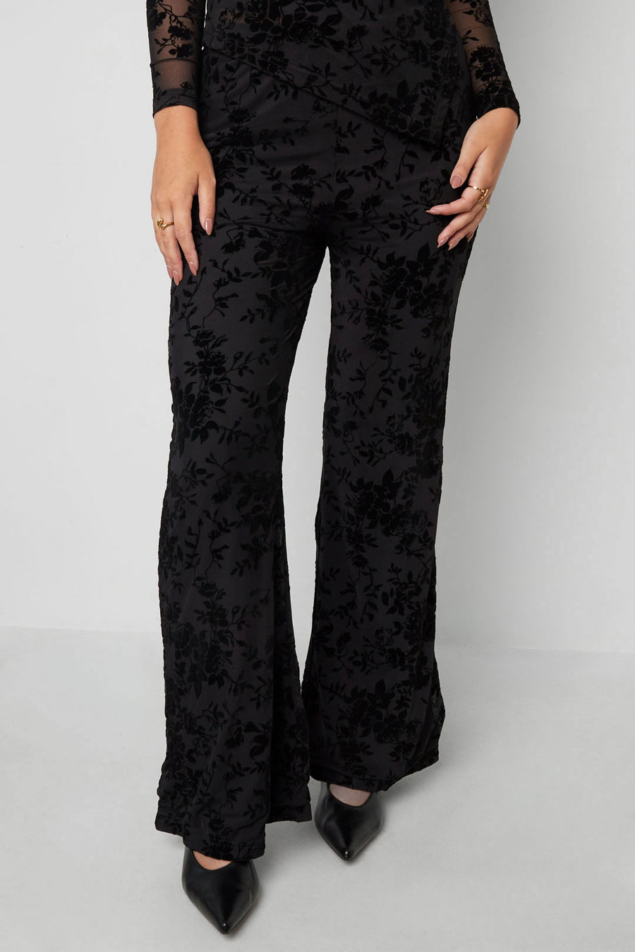 Sexy Floral Flared Pants for Fall Winter