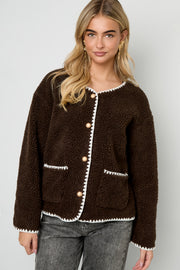 Stylish Color Clash Woven Jacket for Fall/Winter