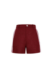 Elegant Plaid Shorts for Fall/Winter in Wine Red and Black