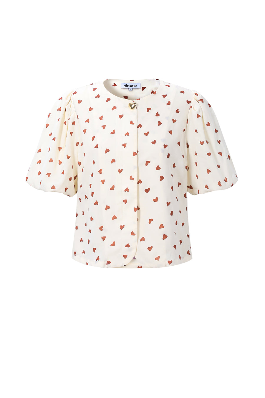 Elegant Off-White & Crimson Heart Woven Top for Spring/Summer