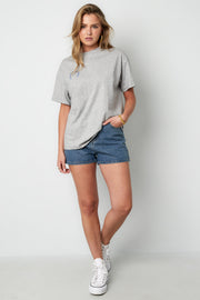 Casual Grey Cotton T-Shirt for All Fits