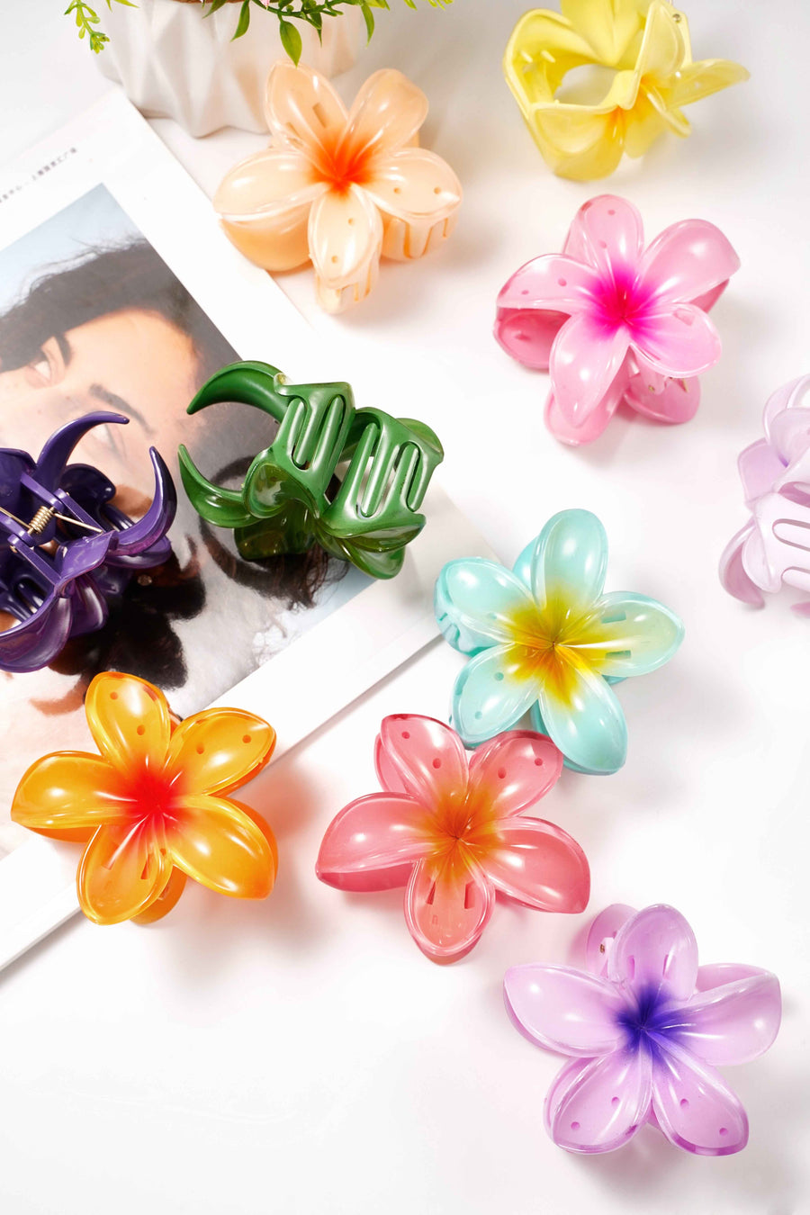 Haarclip met gradiëntbloem Hawaii love