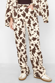 Gimme White & Olive Brown Cotton Casual Denim Pants