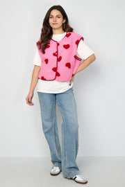 Gimme Pink & Beige Woven Heart Vest for Spring/Summer