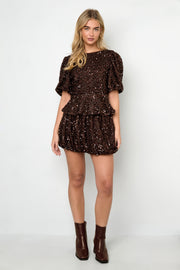 Elegant Sequined Short Sleeve Top for Fall/Winter