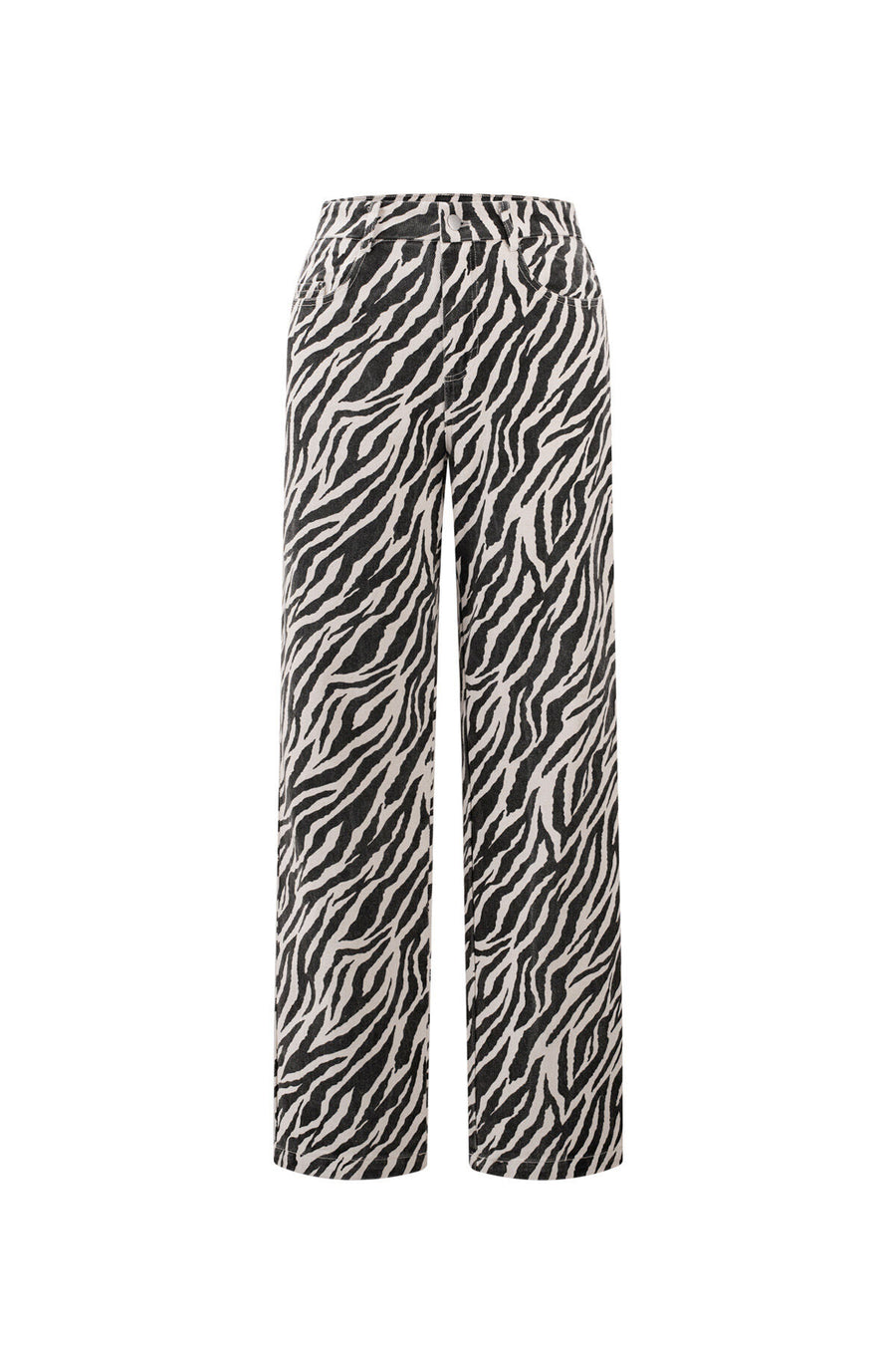 Stylish Black Zebra Stripe Denim Pants for Casual Wear
