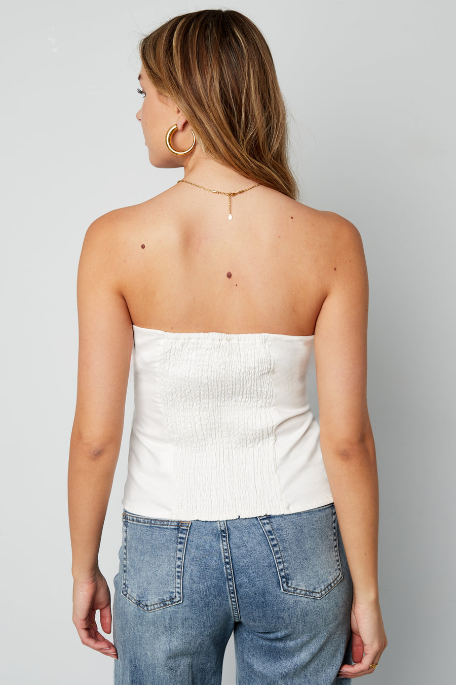 Geweven Katoen Vrouwen Denim Top Elegant Solide Kleur Lente/Zomer