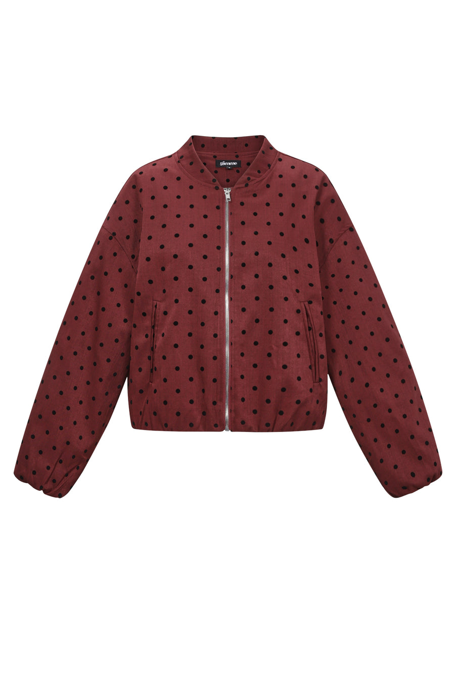 Wine Red & Dark Brown Polka Dot Winter Jacket