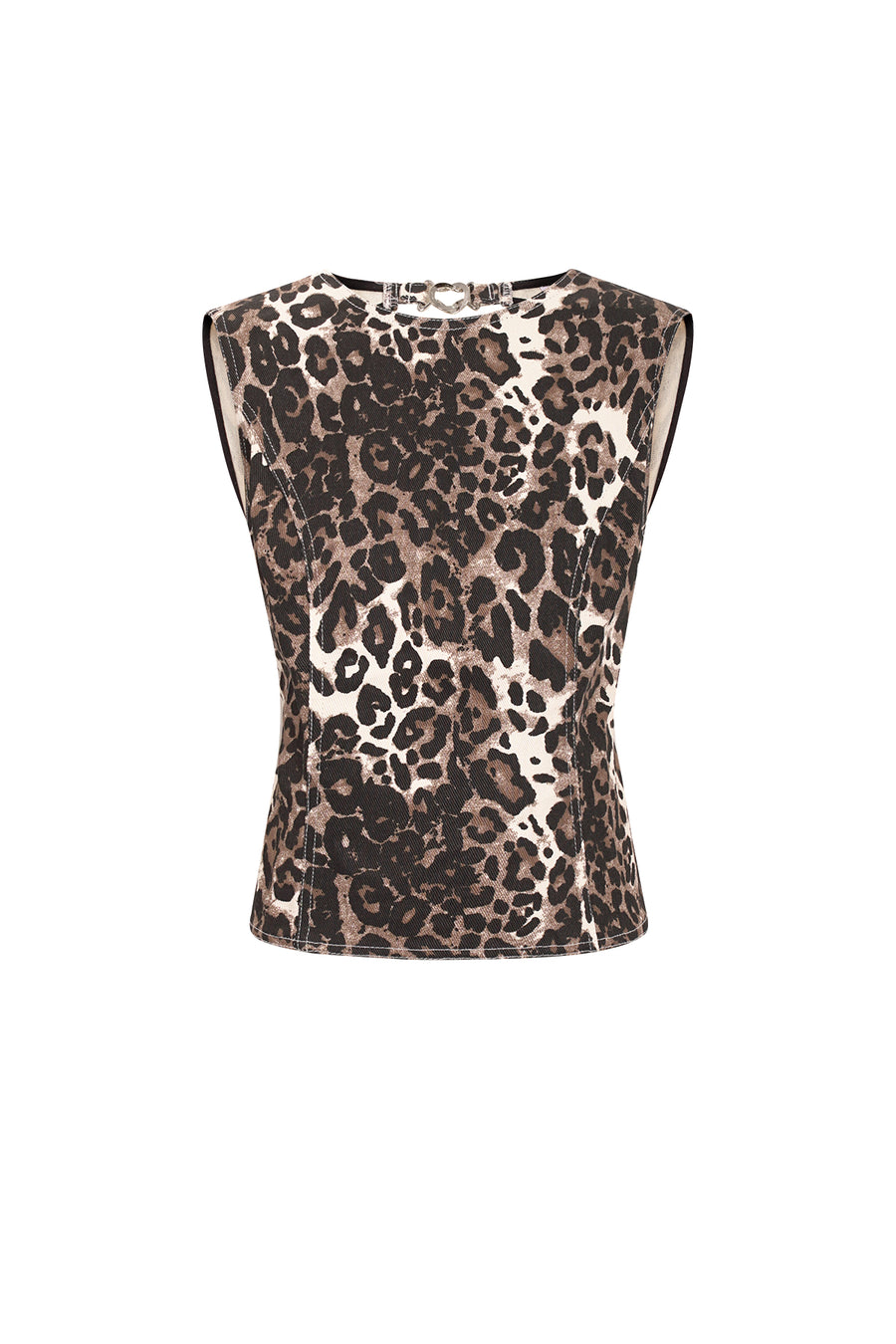 Sexy Brown Leopard Print Sleeveless Top for Spring/Summer