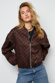 Wine Red & Dark Brown Polka Dot Winter Jacket