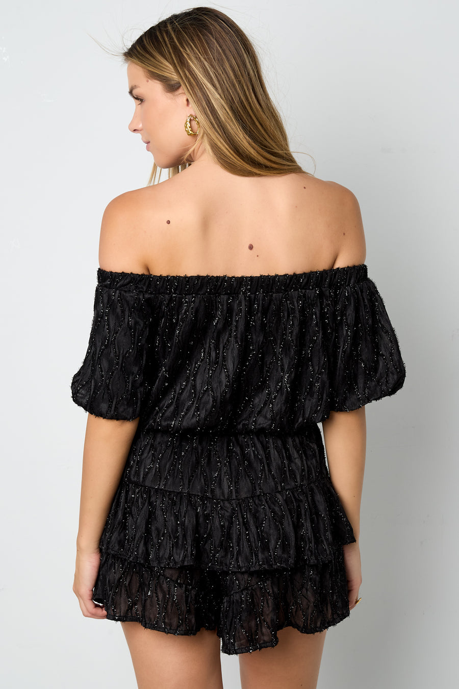 Elegant Apricot & Black Ruffle Edge Bodysuit