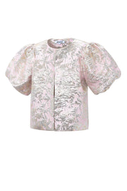 Elegant Pink Floral Short Sleeve Top for Spring/Summer