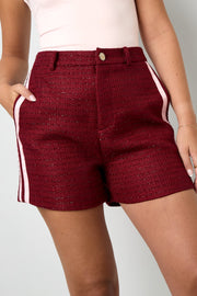 Elegant Plaid Shorts for Fall/Winter in Wine Red and Black