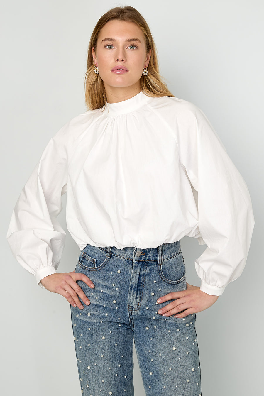 Gimme Cotton Woven Casual Long Sleeve Tops