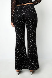 Elegant Flared Pants for Fall Winter - Polka Dots 2-Piece Set