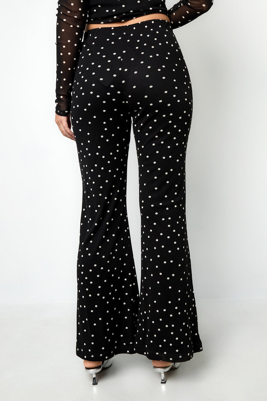 Elegant Flared Pants for Fall Winter - Polka Dots 2-Piece Set