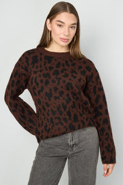 Stylish Leopard Print Knit Sweater for Fall/Winter