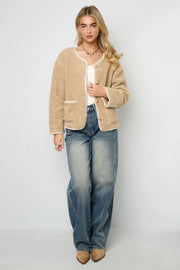 Stylish Color Clash Woven Jacket for Fall/Winter