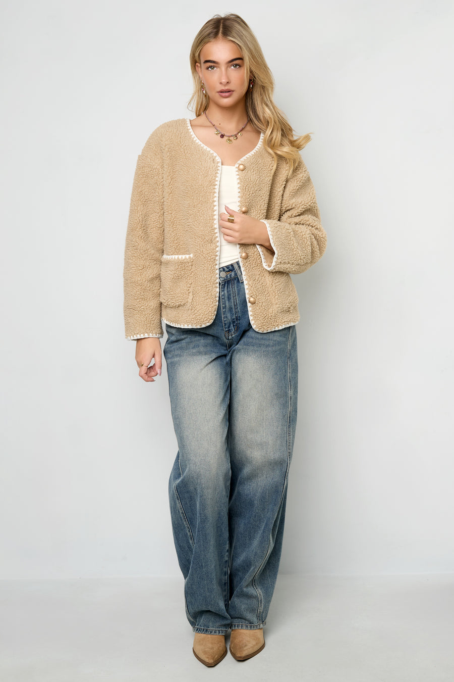 Stylish Color Clash Woven Jacket for Fall/Winter