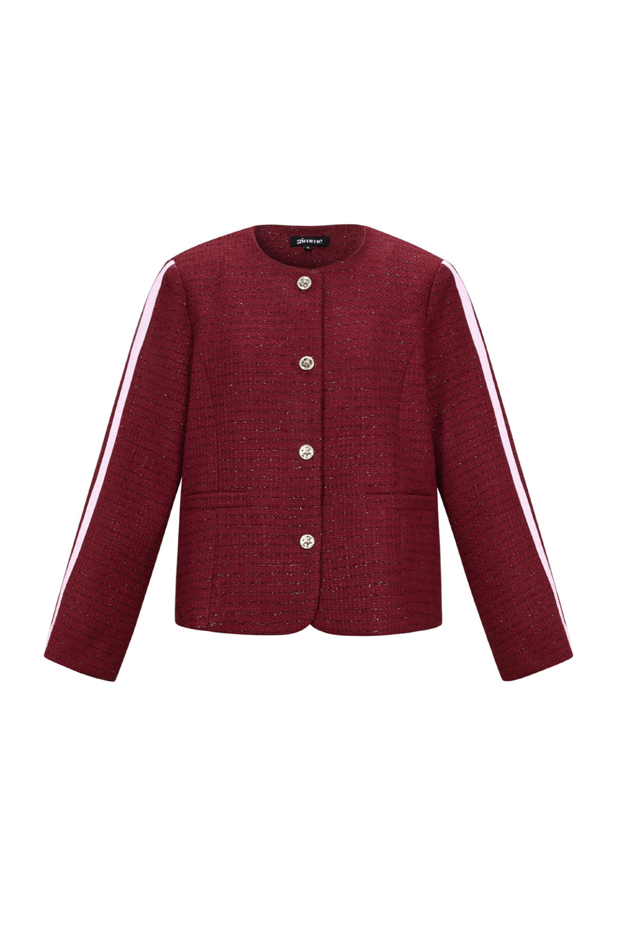 Elegant Plaid Wine Red & Black Jacket for Fall/Winter