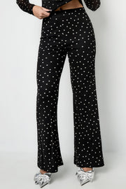 Elegant Flared Pants for Fall Winter - Polka Dots 2-Piece Set
