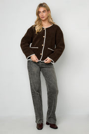 Stylish Color Clash Woven Jacket for Fall/Winter