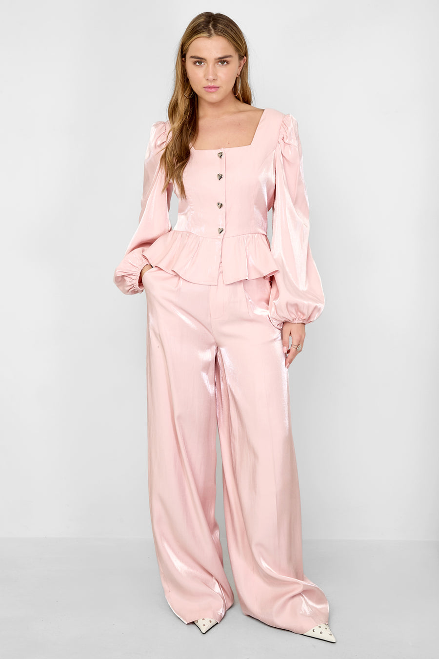Elegant Spring/Summer 2-Piece Set in Pink & Off-White