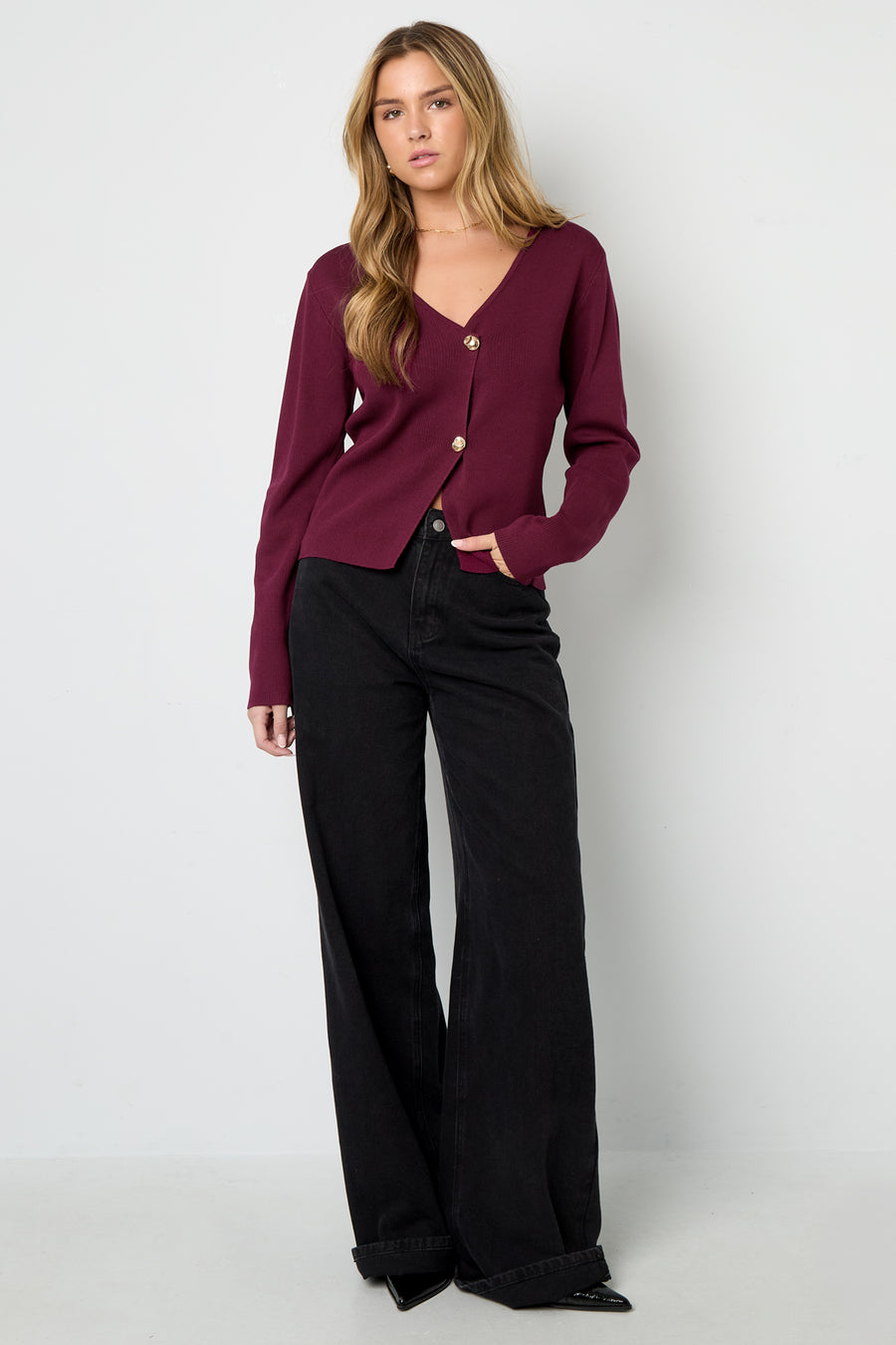 Elegant Viscose Knit Cardigan for Fall/Winter