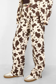 Gimme White & Olive Brown Cotton Casual Denim Pants
