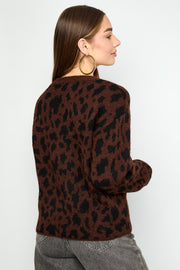 Stylish Leopard Print Knit Sweater for Fall/Winter