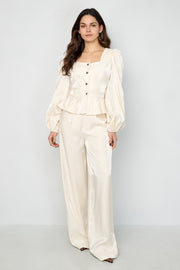 Elegant Pink & Off-White 2-Piece Woven Set for Spring/Summer
