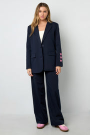 Stylish Grey & Dark Blue Ladies' Suit Set for Fall/Winter
