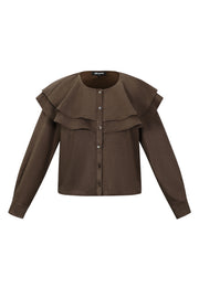 Elegant Ruffle Trim Blouse for Fall/Winter