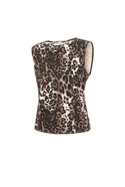 Sexy Brown Leopard Print Sleeveless Top for Spring/Summer