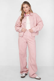 Gimme Grey & Pink Denim Jacket Set for All Fits
